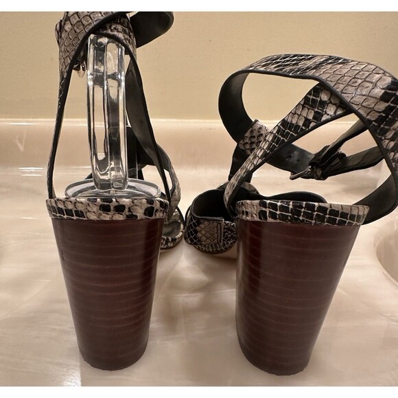 MARC FISHER 8 WALINA MFWALINA2 SNAKE 3.5" HEEL SANDAL ANKLE STRAP PREOW PRIORITY - Picture 4 of 5